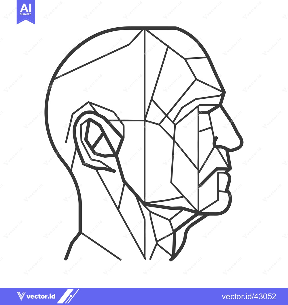 Premium Vector dari Geometric Line Drawing of a Human Head in Profile