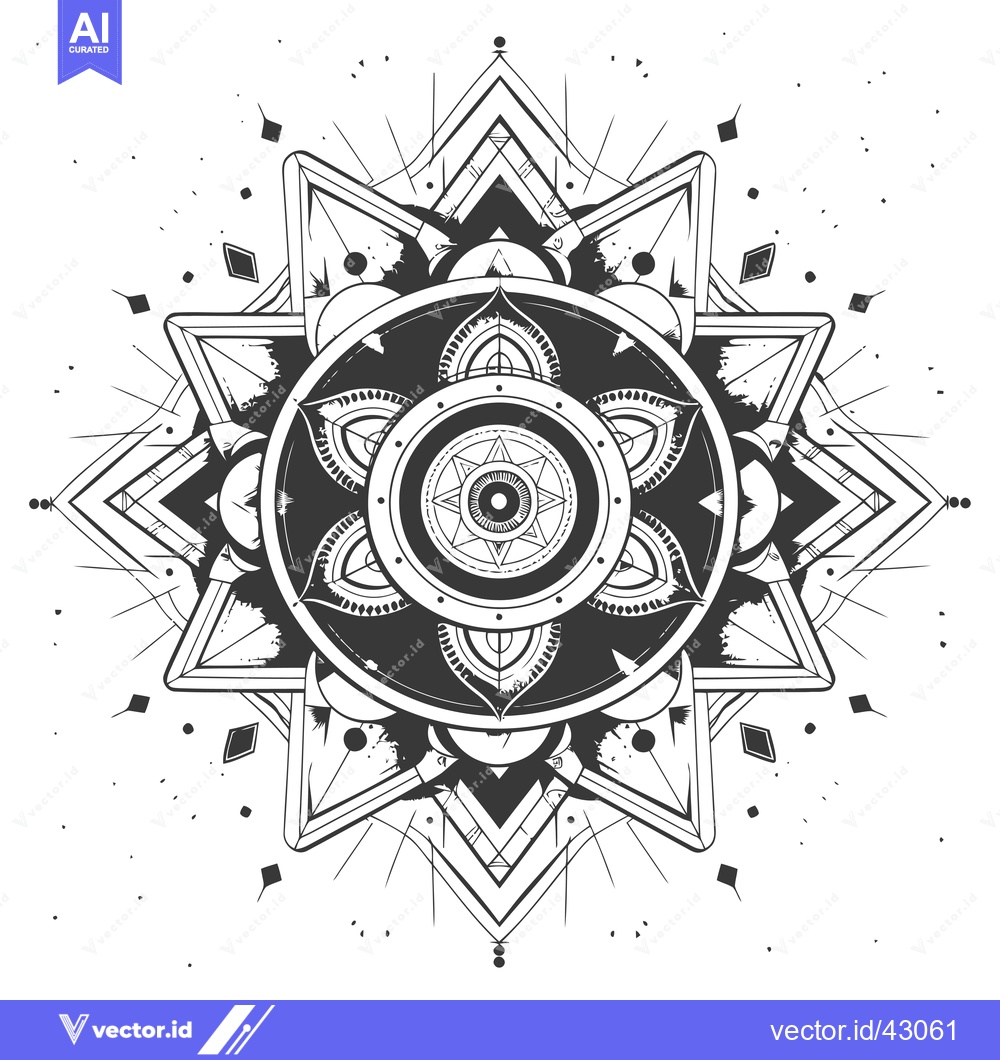 Premium Vector of Geometric Mandala with a Central Star and Eye