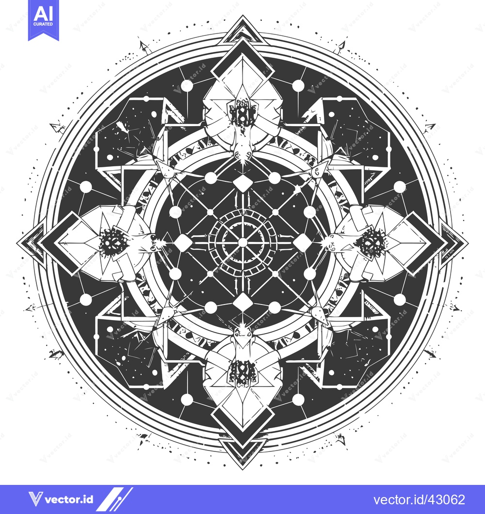 Premium Vector dari Geometric Mandala with Diamond and Arrow Shapes