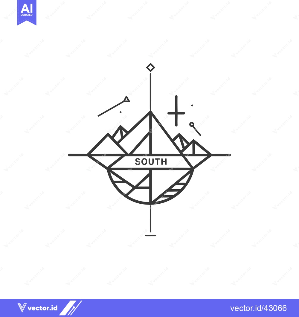 Premium Vector dari Geometric Mountain Compass with South Direction