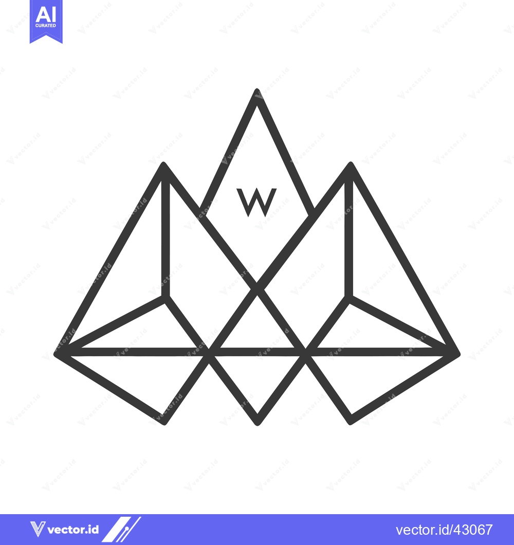 Premium Vector of Geometric Mountain Design with Letter W Inside