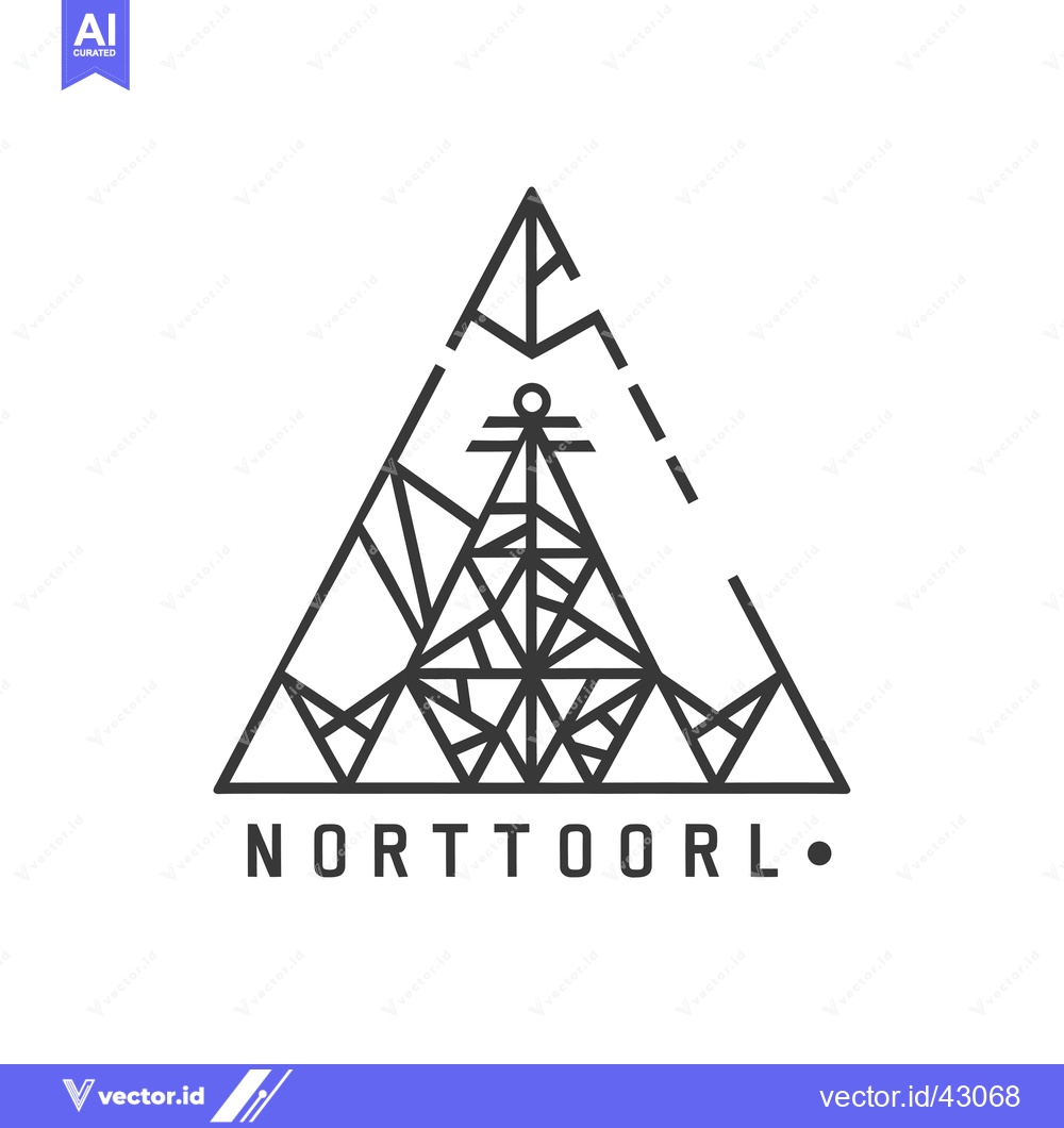 Premium Vector dari Geometric Mountain with Tower and "NORTHTOORL" Text