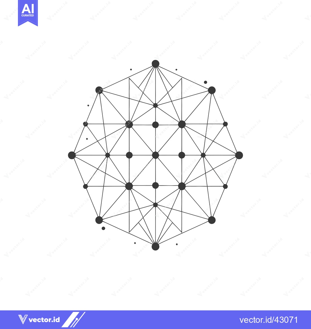 Premium Vector of Geometric Network of Interconnected Circles and Lines
