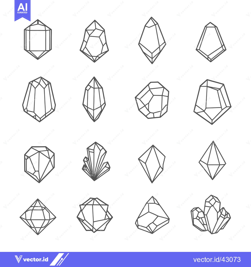 Premium Vector dari Geometric Outline Drawings of Crystal Shapes