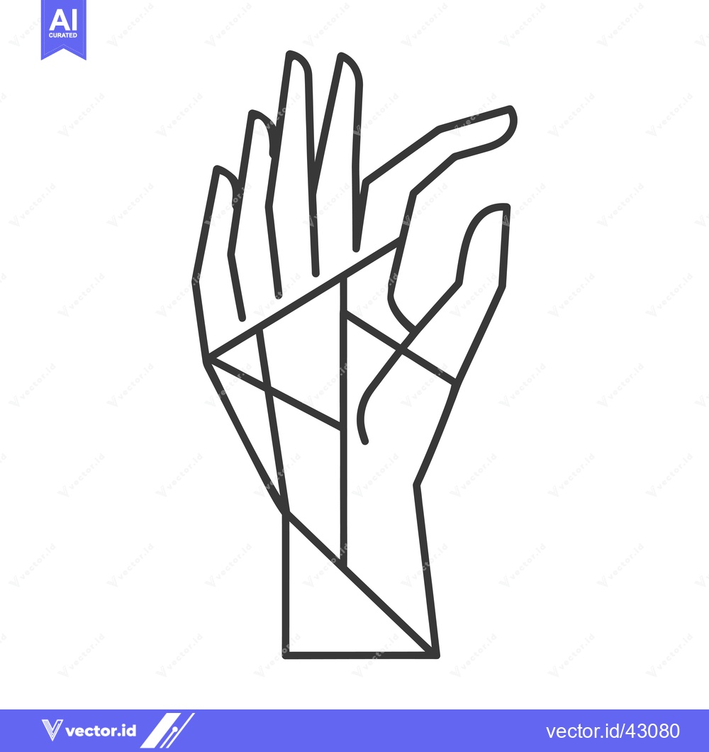 Premium Vector of Geometric Outline of a Hand in a Grasping Gesture