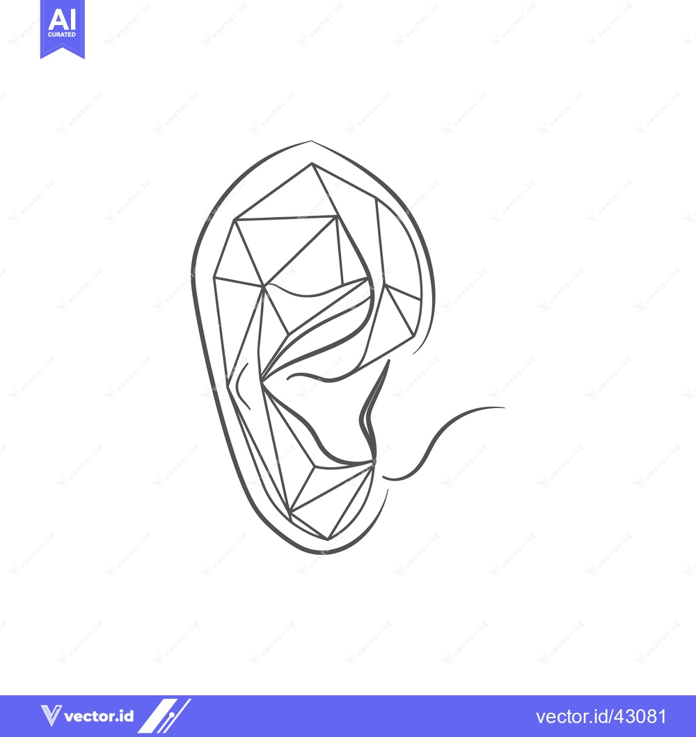 Premium Vector of Geometric Outline of a Human Ear with a Simple Earlobe