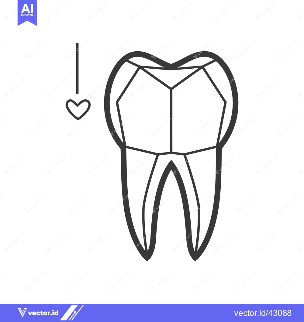 Premium Vector dari Geometric Outline of a Tooth with a Heart