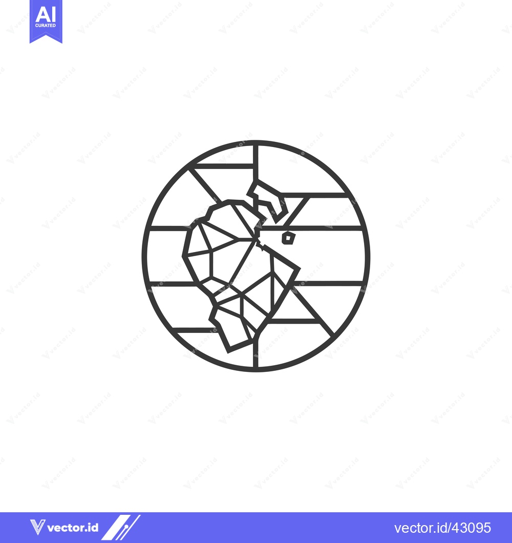 Premium Vector dari Geometric Outline of the World Map Inside a Circle
