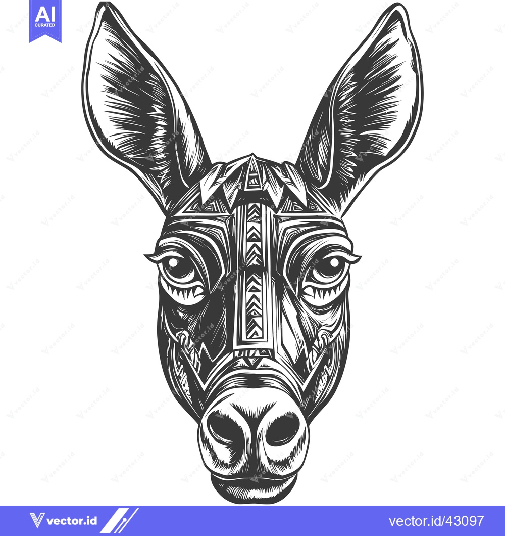 Premium Vector dari Geometric Patterned Donkey Head Illustration