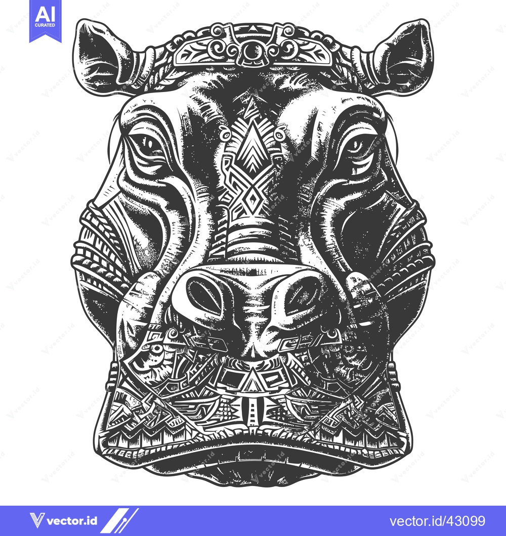 Premium Vector of Geometric Patterned Hippopotamus Head