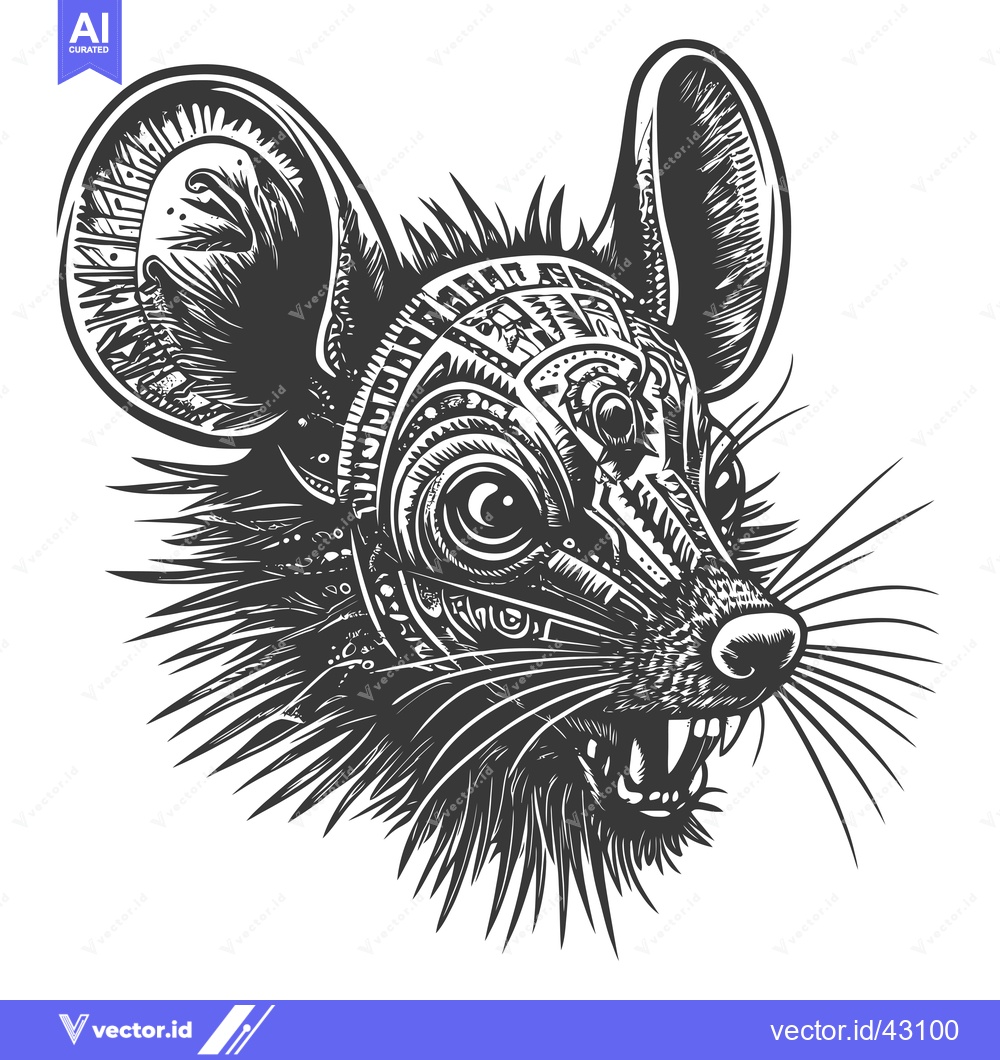 Premium Vector of Geometric Patterned Mouse Head with Fangs