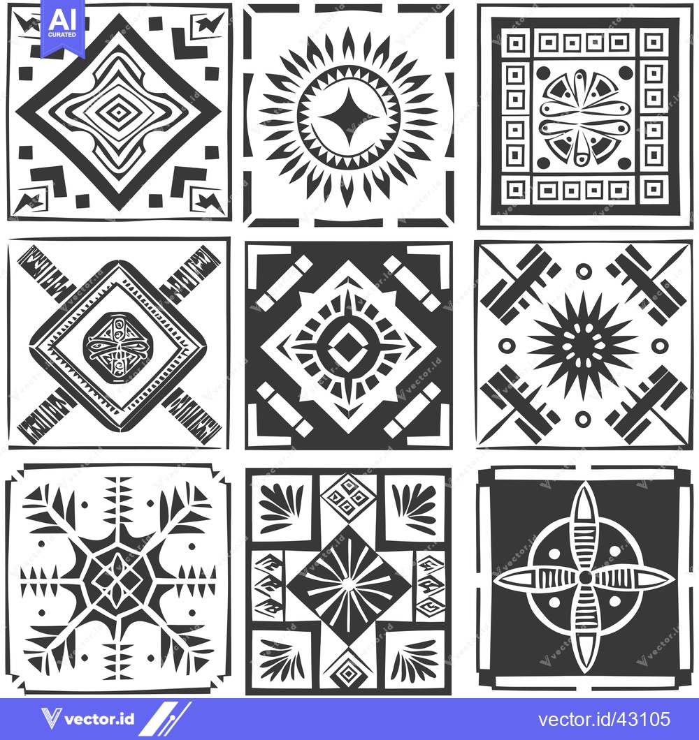 Premium Vector dari Geometric Pattern of Nine Black and White Tiles