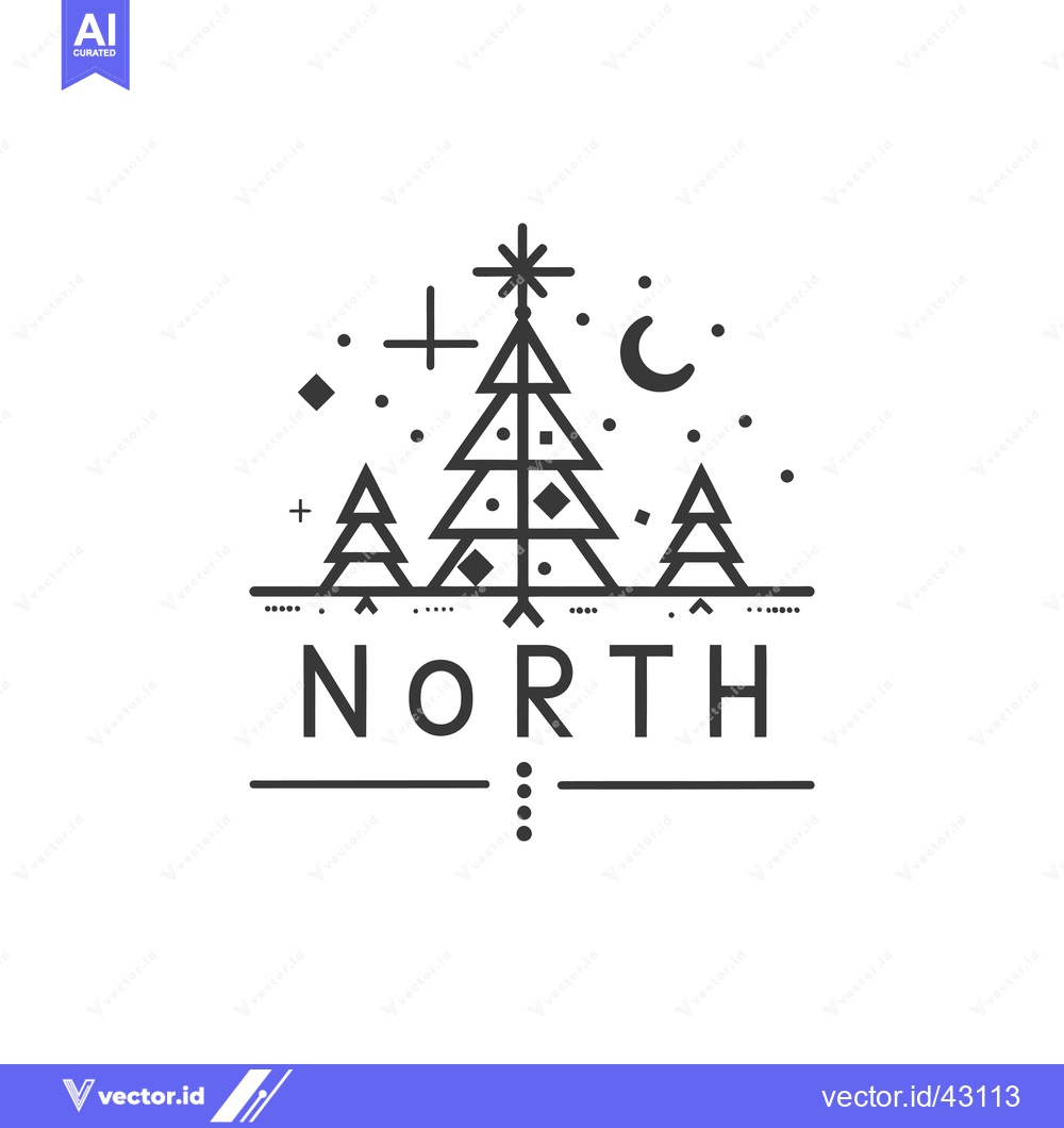 Premium Vector dari Geometric Pine Tree Design with "North" Text