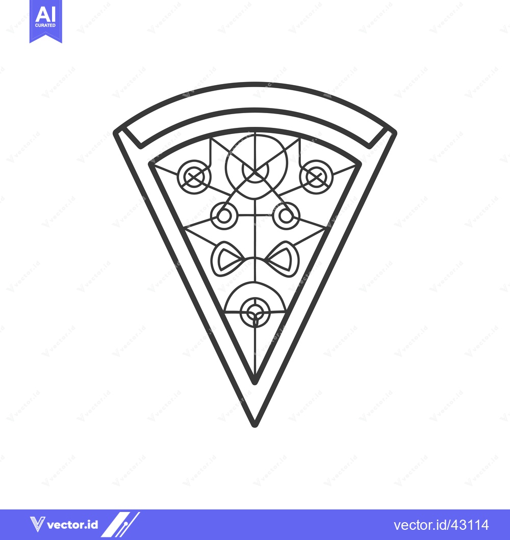 Premium Vector dari Geometric Pizza Slice with Circular and Linear Patterns