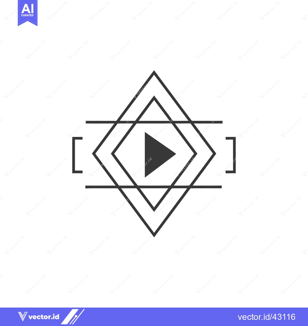 Premium Vector dari Geometric Play Button with Lines and Brackets