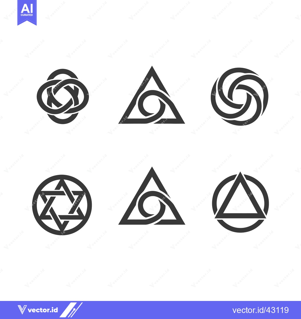 Premium Vector of Geometric Shapes and Intertwined Lines Design Set