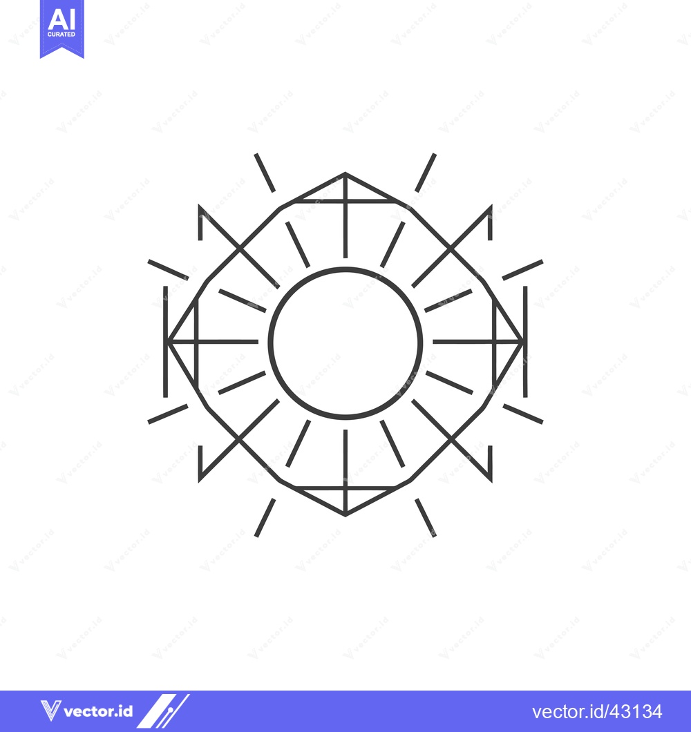 Premium Vector dari Geometric Sun with Rays and Inner Circle