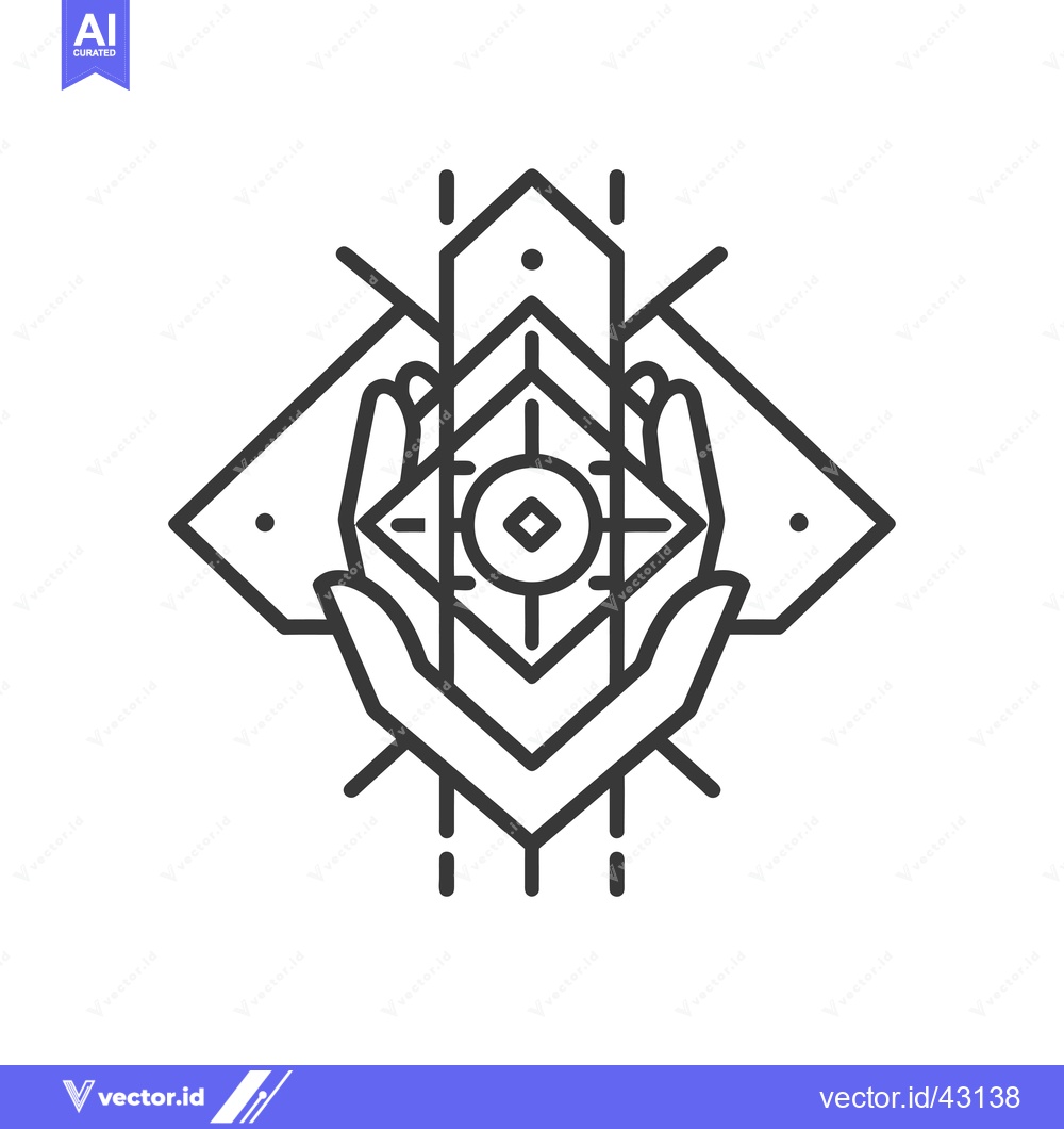 Premium Vector dari Geometric Symbol with Hands Protecting a Central Eye