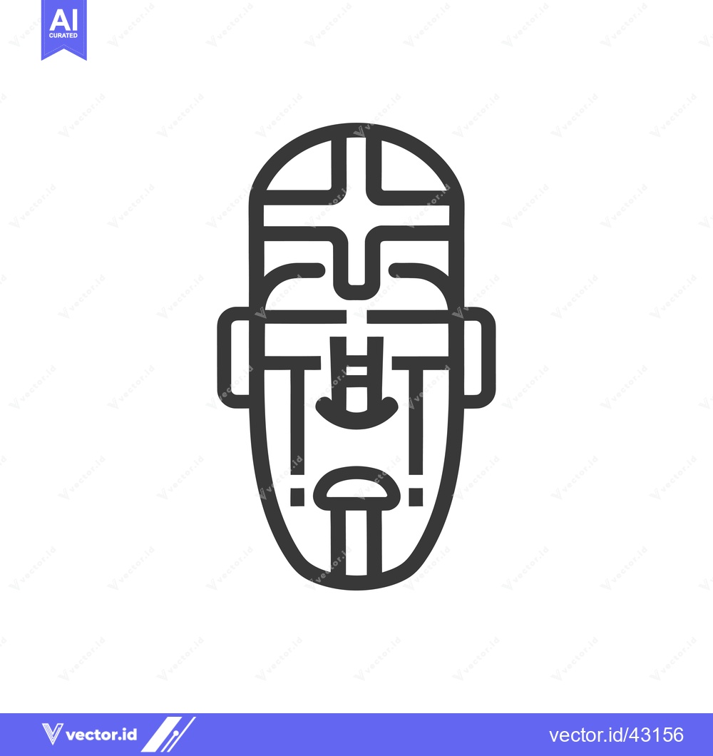 Premium Vector of Geometric Tribal Mask with Closed Eyes and a  Chin