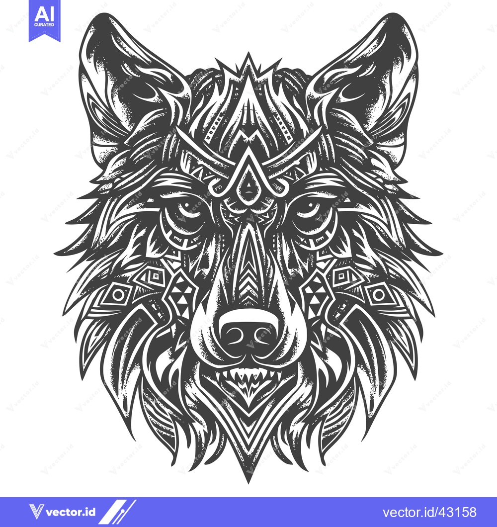Premium Vector dari Geometric Tribal Wolf Head Illustration