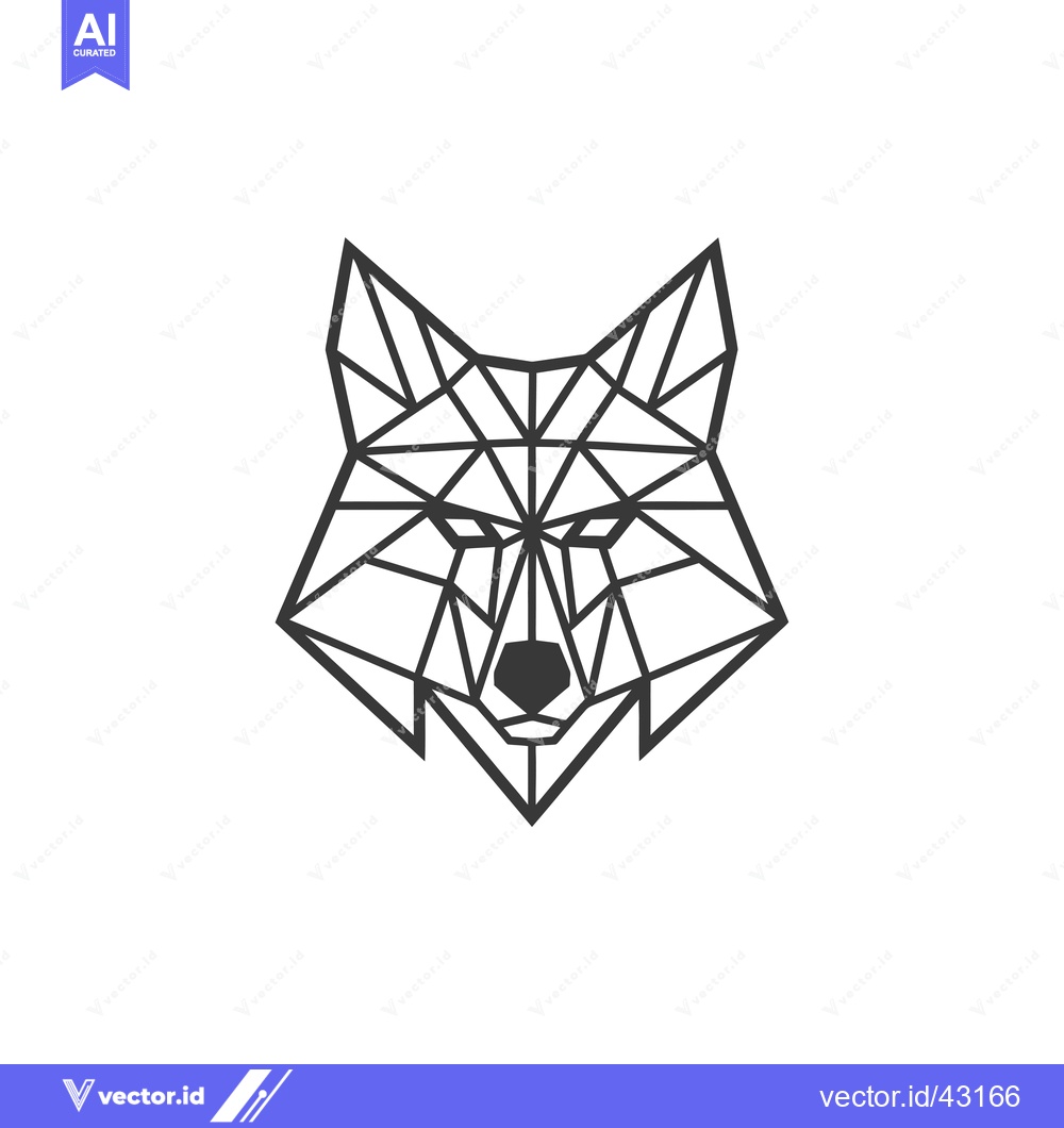 Premium Vector dari Geometric Wolf Head Illustration in Black and White