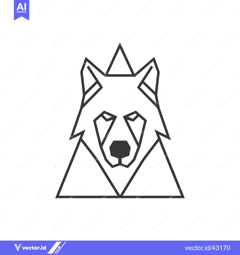 Premium Vector dari Geometric Wolf Head Within a Triangle