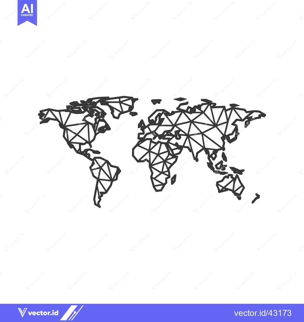 Premium Vector dari Geometric world map outlined in black with white background