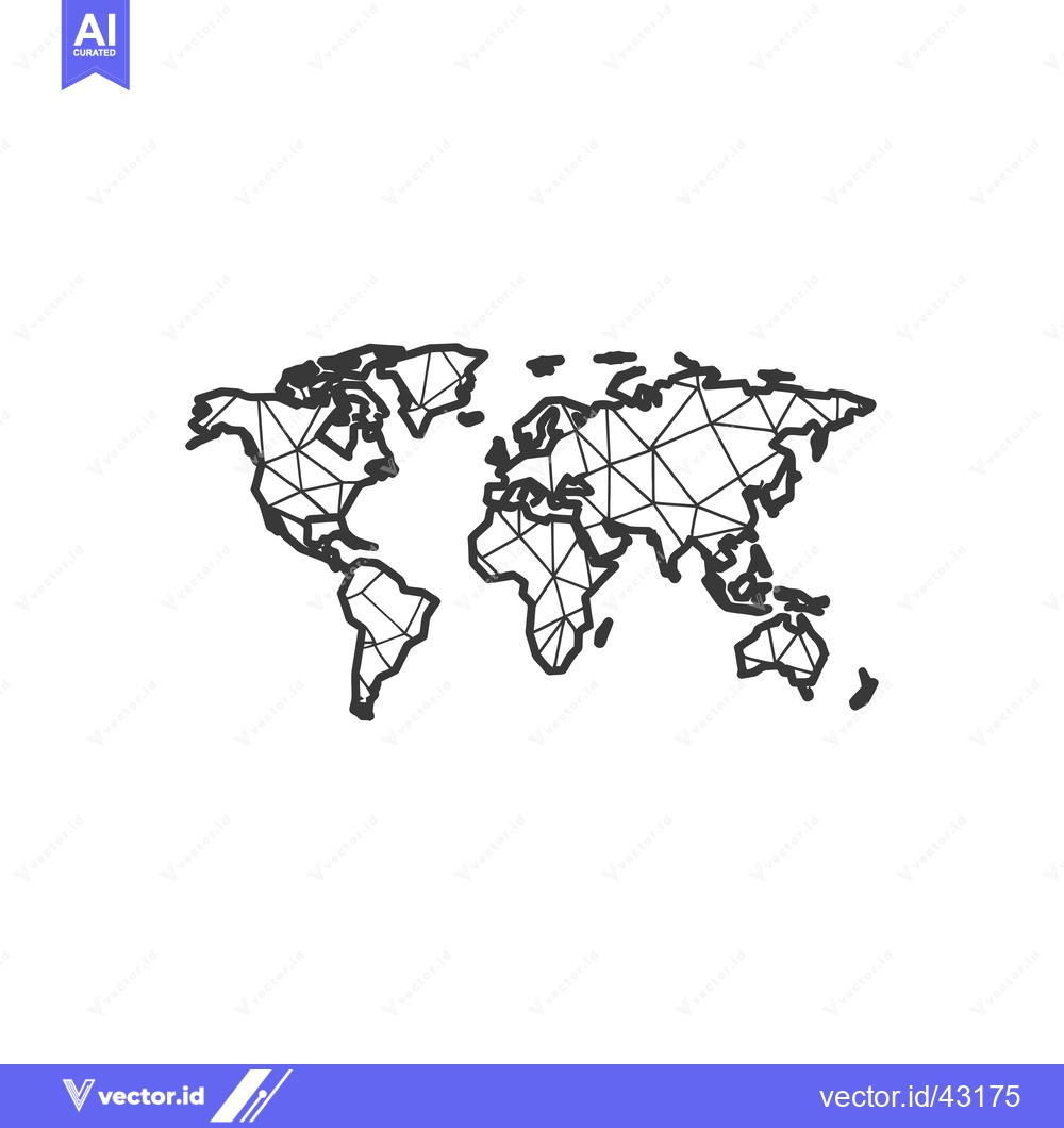 Premium Vector dari Geometric World Map with Triangles