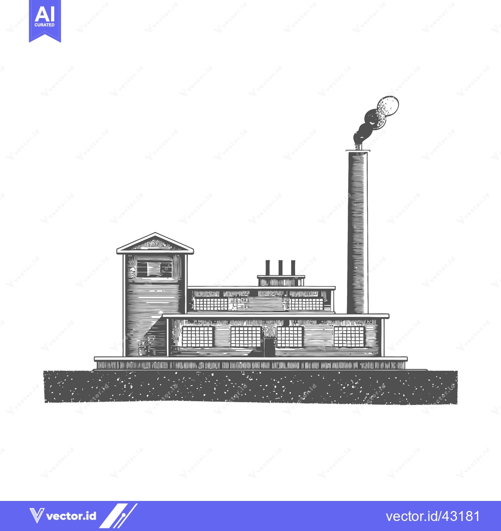 Premium Vector dari Industrial Factory Building with Tall Chimney Smoke