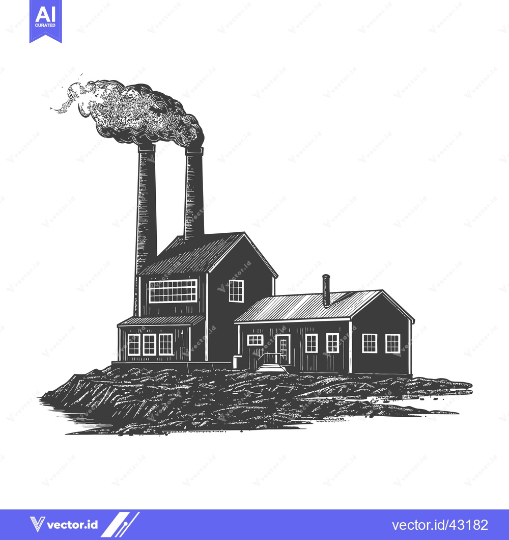 Premium Vector dari Industrial Factory Building With Smoke Stack Emission