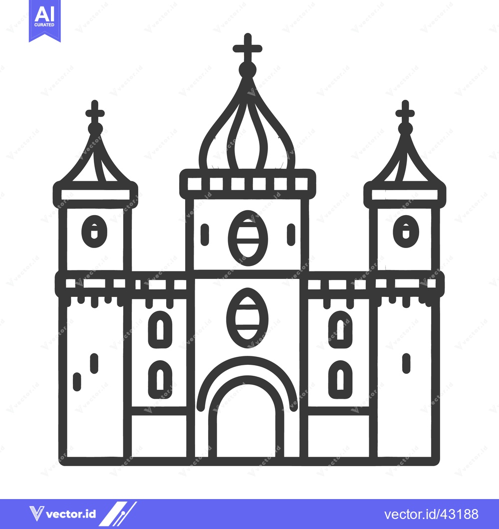 Premium Vector dari A symmetrical architectural illustration of a religious church buildin