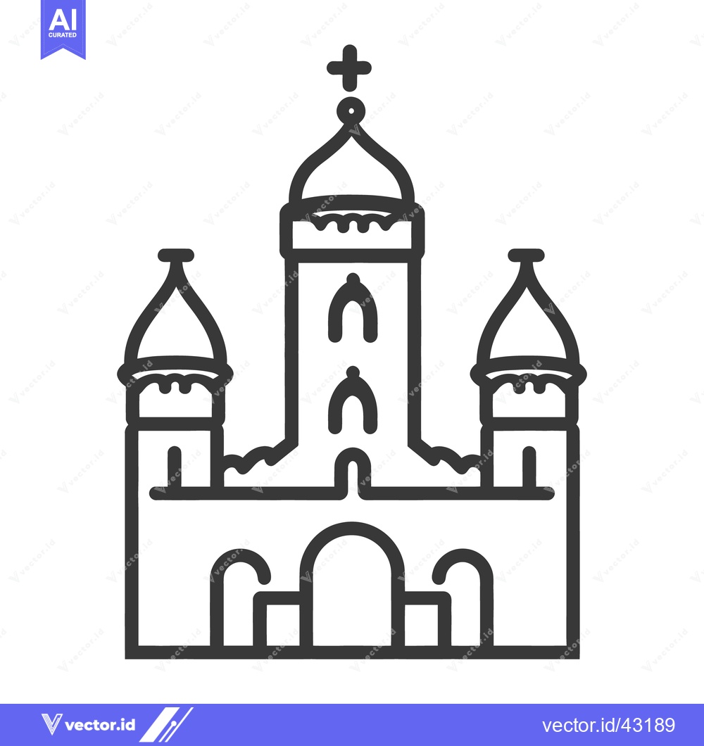 Premium Vector of An illustrative line drawing depicting an ornate church building desig