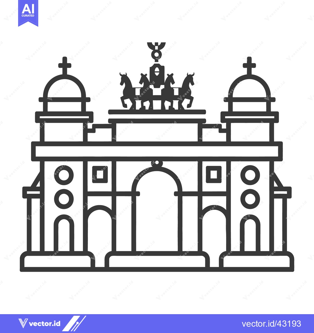 Premium Vector dari A monochrome architectural depiction featuring a quadriga and arches