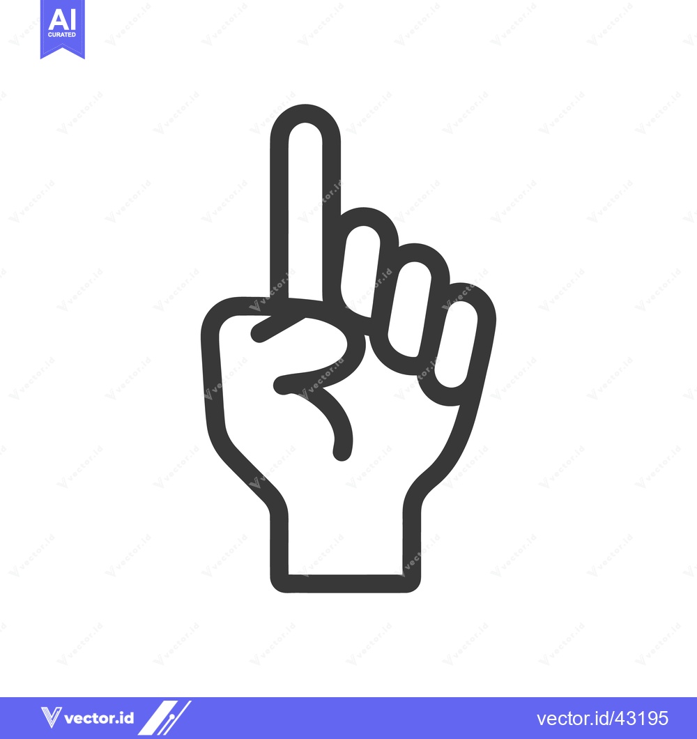 Premium Vector dari Minimalist Hand Icon with Index Finger Pointing Upward on White Backgr