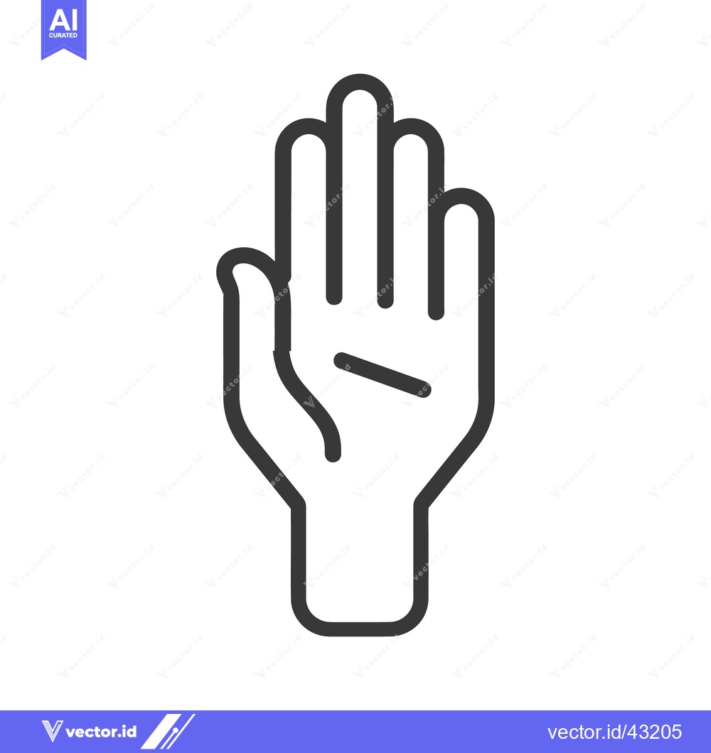 Premium Vector of A simple illustrated hand showing the palm with outstretched fingers
