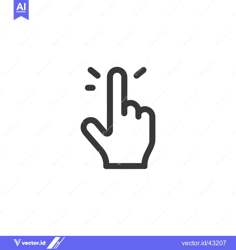 Premium Vector dari Clicking Finger Icon: Bold Outline on White Background, Digital Intera