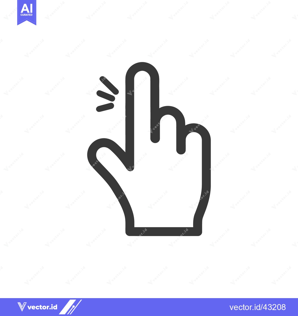 Premium Vector dari Hand Cursor Icon: Middle Finger Tap with Ripple Effect, Isolated on Wh