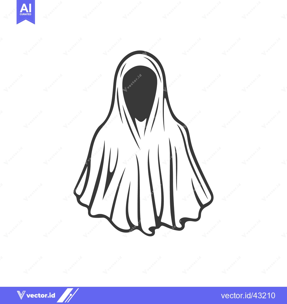 Premium Vector dari Illustration of a cloaked and faceless figure in black and white