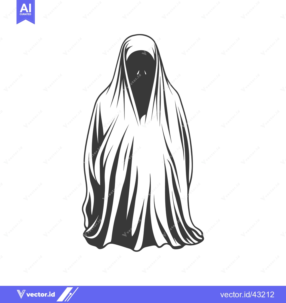 Premium Vector dari A standing figure of a draped person in monochrome style