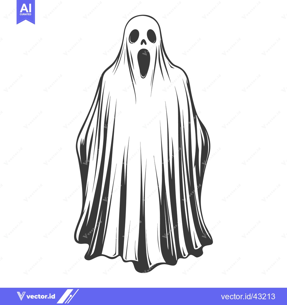 Premium Vector dari A white sheet ghost figure with a gaping open mouth
