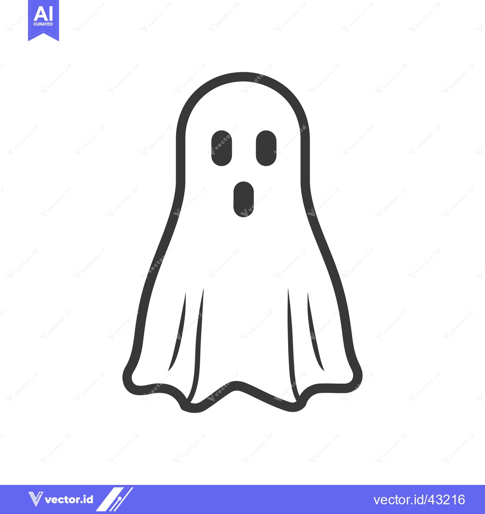 Premium Vector dari A simple cartoon image of a friendly looking ghost in white