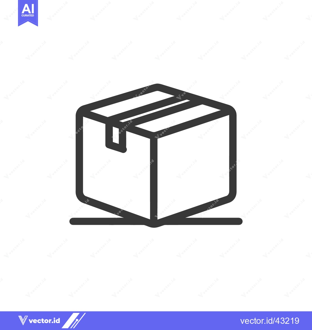 Premium Vector of Minimalist Line Art: Isometric Cardboard Box Icon on White Background