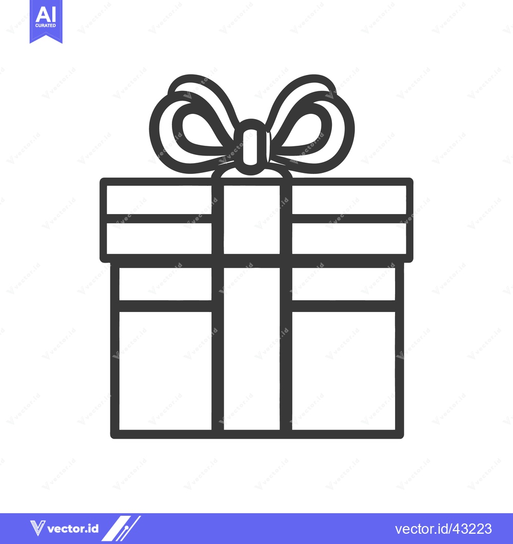 Premium Vector dari A boxed present tied with a decorative bow on top
