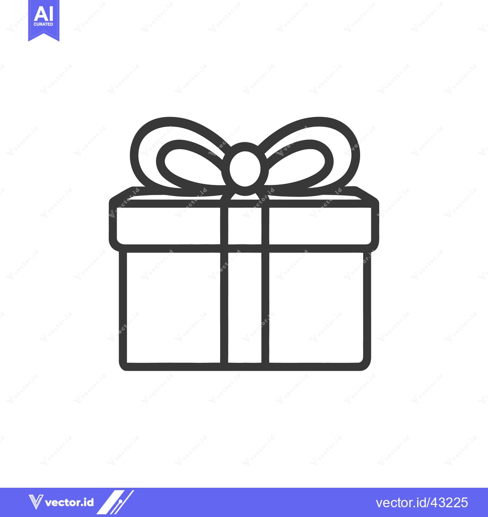 Premium Vector of Simple line art illustration of a wrapped present with a bow