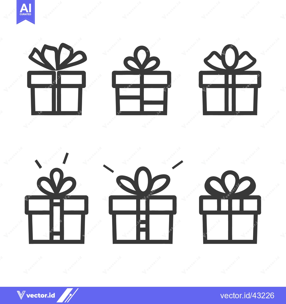 Premium Vector of Simple black and white outline gift boxes with ribbons on top