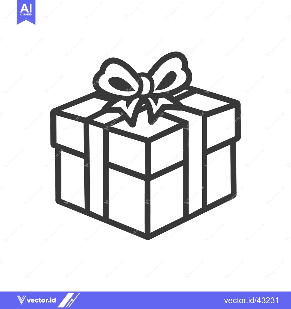 Premium Vector of An outlined drawing of a wrapped gift box with a bow