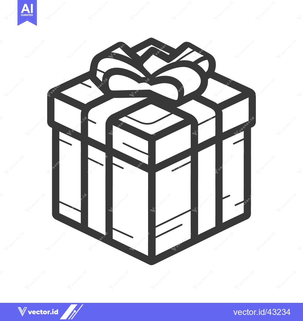 Premium Vector dari A simple outlined gift box tied with a decorative bow