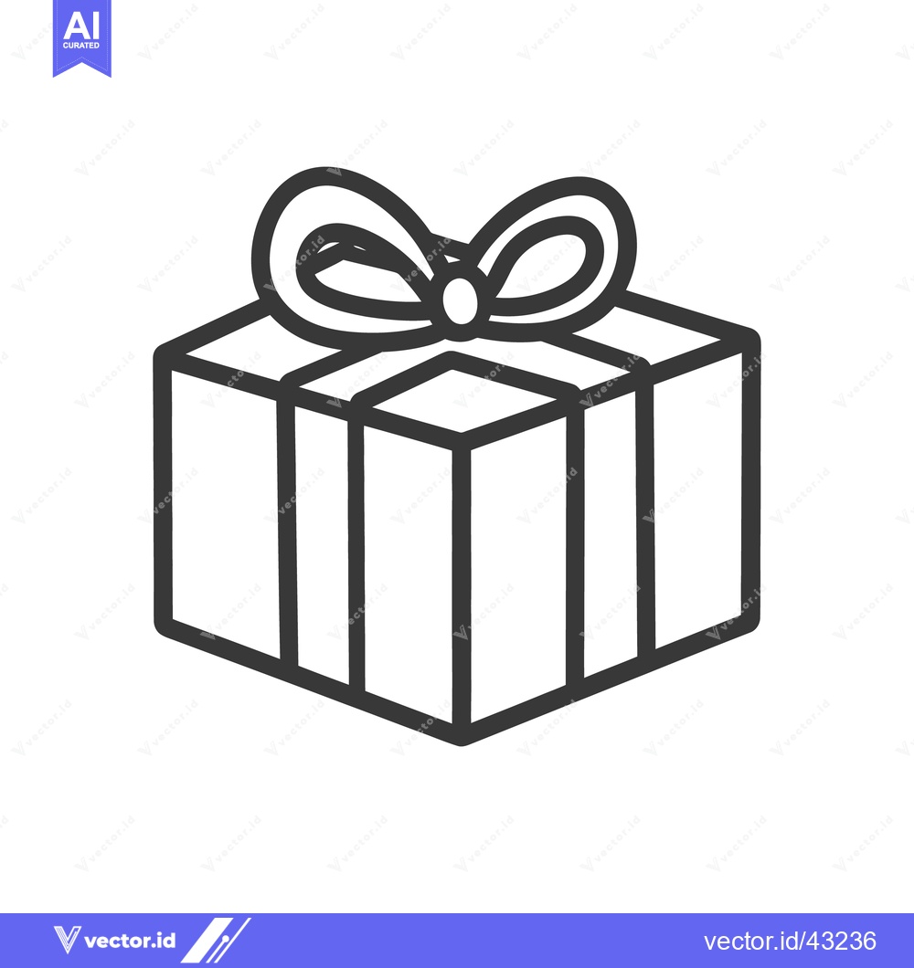 Premium Vector dari A black and white line drawing of a wrapped present