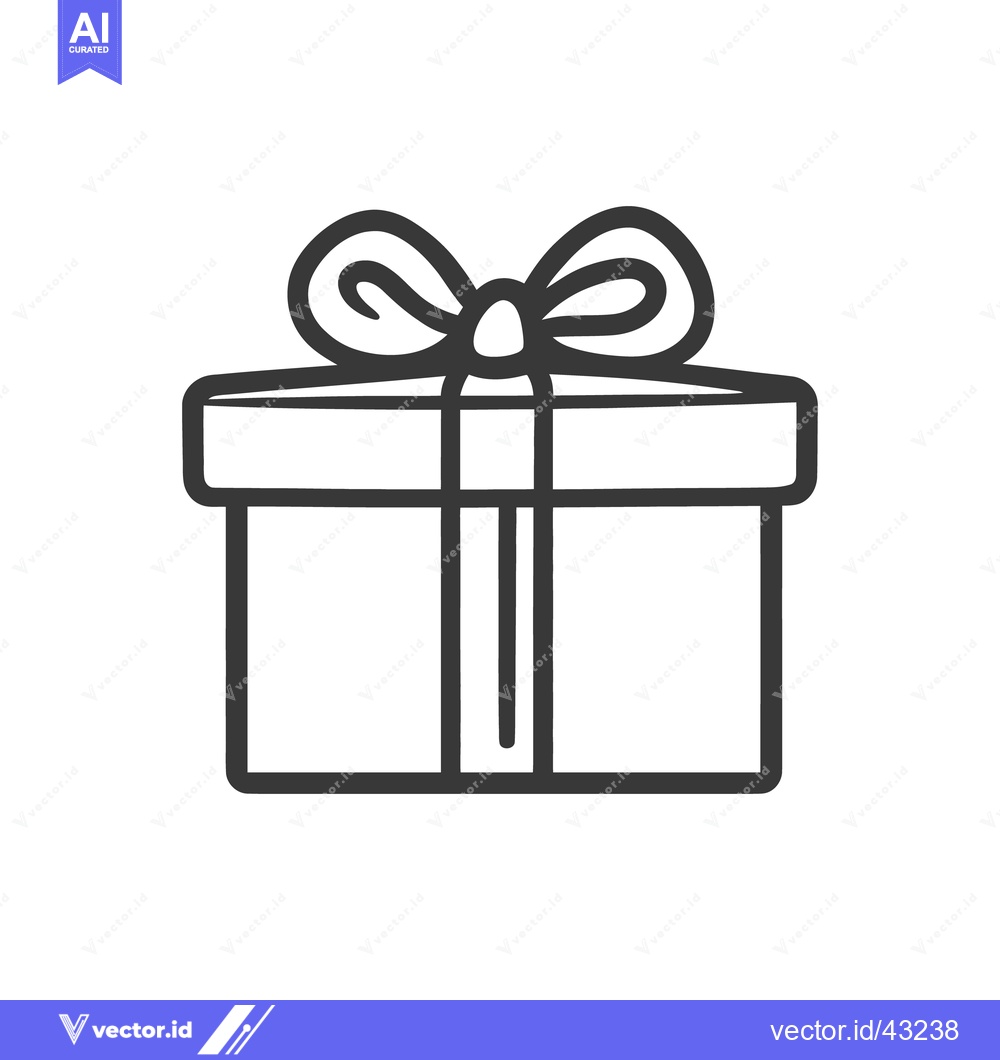 Premium Vector dari A simple illustration showcasing a present with a decorative ribbon on