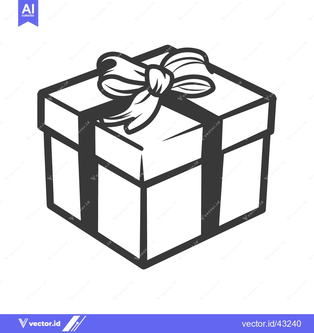 Premium Vector dari A Simple Square Gift Box With A Decorative Bow On Top